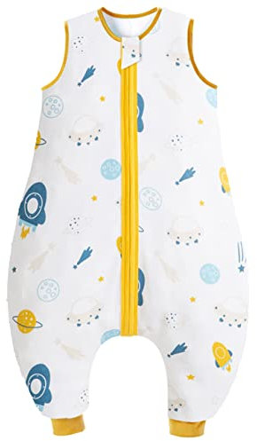 Chilsuessy Baby Schlafsack Sommer mit Füßen 0.5 Tog 100% Baumwolle Kinder Sommerschlafsack für Jungen und Mädchen, Raumschiff, 100 cm (1er Pack)