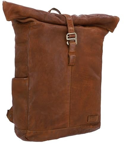 Gusti Rolltop Leder - Bendik Kurierrucksack Rucksack Lederrucksack Vintage Cityrucksack Outdoorrucksack Laptoptasche Wanderrucksack Braun Leder