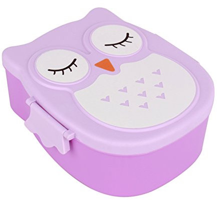 Contenitore lunch box per bambini, Porta Pranzo con Extra Scatola Snack gufo, da picnic,1050 ml Rosso porpora Portamerenda Set per Bimbi