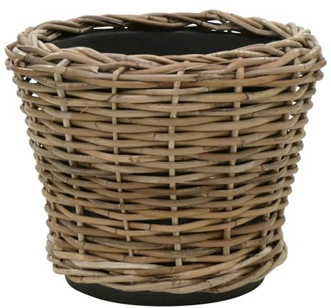 Klocke Dekorationsbedarf Rattan Pflanzkorb mit Einsatz - Handgeflochtener Pflanzkübel für Innen & Außen - Robuste Pflanzschale für Terrasse, Garten & Wohnbereich - Naturlook (⌀ 36 cm - H: 28 cm)