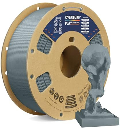 OVERTURE PLA Plus (PLA+) PLA-Filament 1,75 mm, professionelle PLA-Festigkeit, 1kg Filament (2,2 lbs), Maßgenauigkeit +/- 0,02 mm, für 3D-Drucker (Hellgrau)