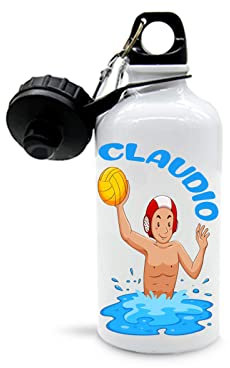 Mr. Gadgets Borraccia Personalizzabile con Nome Vari Modelli-Sport- Bambino-Bambina 500ml (Pallanuoto Bimbo)
