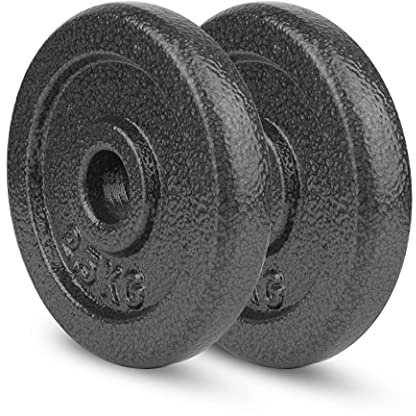 wuuhoo® Hantelscheiben Manuel 27mm Bohrung, Langhantelgewichte 2er Set, Gewichte für 1 Zoll Hantelstangen, Hantelscheibe beschichtet in Grau aus Gusseisen - Fitnessgerät für Zuhause 2x2,5kg