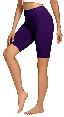 Libella Pantaloncini da Ciclismo Pantaloncini Corti da Donna in Cotone Pantaloncini a Vita Alta opachi Pantaloncini Sportivi Estivi Viola 4165 L