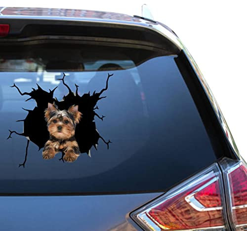 Camellia Print Yorkie-Aufkleber für Autofenster, Yorkshire Terrier, wasserdicht, UV-beständig, lebendiges Design, einfache Anwendung und lange Haltbarkeit. (Yorkie-Aufkleber)