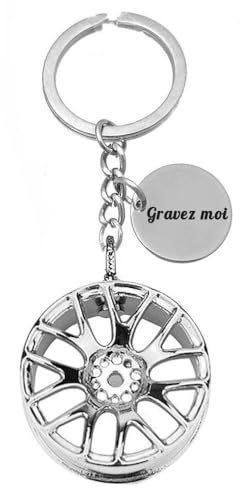 Porte-clés Jante De Voiture Tuning Gravure Personnalisée Sur Médaille