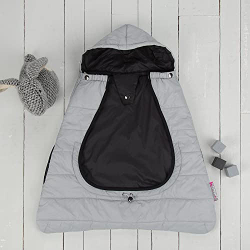 Comfi Cape 2 in 1 Universal Baby Carrier Cape, Pewter Grey | Stroller Liner, Newborn Travel Out & About Baby Essentials, Keep Your Warm and Cozy