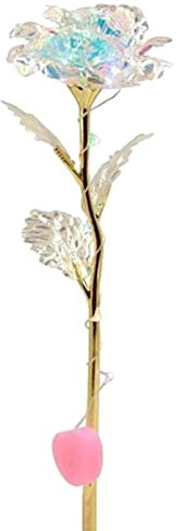 Roadoor Cadeaux de Fleur de Rose LED pour Elle, Feuille d'or 24K illuminée Fleur de Rose Artificielle pour la fête des mères, 14 février, Mariage Guirlande Lumineuse 1 Paquet