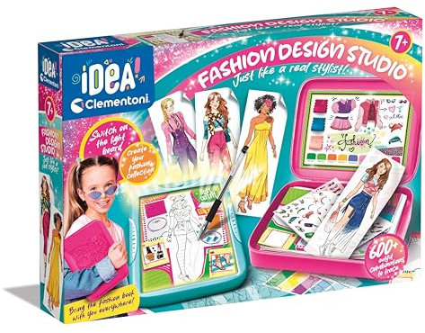 Clementoni IDEA Fashion Design Studio - Leuchttafel zum Zeichnen für Kinder ab 7 Jahren - Mode Studio für junge Modedesigner 18776