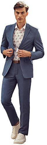 Mrjitor Herren Zweiteiliger Anzug Zwei Knöpfe Kerbe Revers Unternehmen Abendessen Täglich Smoking