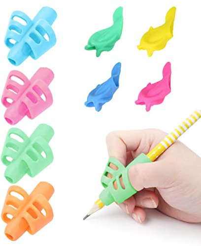 PlandleLee 8 Piezas Agarres para Lápices, Agarre de Lápiz, Adaptador Lapiz para Niños, Soporte de Lápiz de Niños Herramienta de Corrección de Postura de Escritura