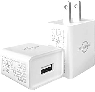 WADDDDI Cargador de pared USB de 1 A/5 V, enchufe de pared USB, caja de carga pequeña, universal, 5 W, enchufe de pared de ladrillo, portátil, adaptador de corriente de viaje, paquete de 2 (blanco)