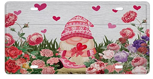Feiertag, Jahrestag, Hochzeit, Metall-Autoschild, dekoratives Auto vorne, rostfreies Metall, Valentinstag, rotes Liebesherz, Zwerg, Rosen, Be Mine, dekoratives Nummernschild für Damen und Herren, 1