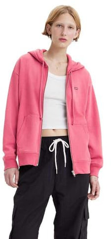 Levi's Sweat à Capuche Standard avec Fermeture éclair Rouges, Corail foncé, M Femme