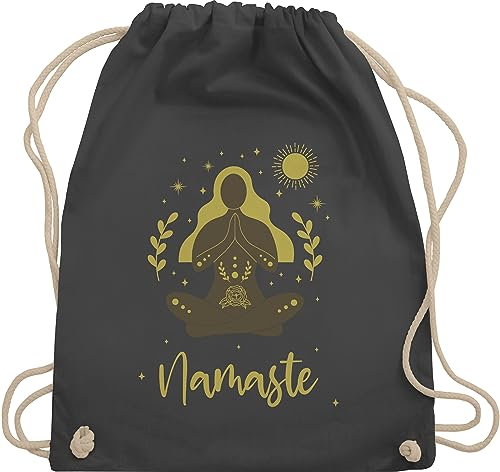 Shirtracer Turnbeutel Rucksack - Taschen - Namaste I Chakra I Mandala I Yoga - Unisize - Dunkelgrau - yoga-tasche joga tasche baumwolle meditation bag geschenke fans für motiven mit motiv