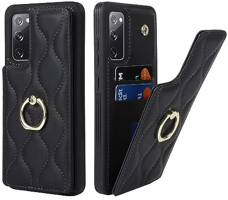 SailorTech Samsung Galaxy S20 FE Custodia con Portacarte, Galaxy S20 FE Telefono Custodia Anello Stand con Kickstand Carta di Credito Custodia Carino e alla moda per Samsung S20 FE-Nero