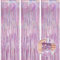 OFFCUP Lametta Vorhang, 3pcs Metallische Glitzervorhang Fringe, Tinsel Folie Vorhang Lametta Vorhänge Glitzer Vorhang Folie Hintergrund Folien Fransen Vorhänge für Geburtstag Party (Hell-Pink)