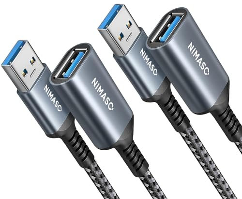 NIMASO Cable Alargador USB 3.0 A Macho a Hembra 1M 2M, USB Extension Cable con Transmisión Ultrarrápida de 5 Gbps para Lector de tarjetas, Cámara, Disco Duro Externo, Impresora, Ratón, Teclado