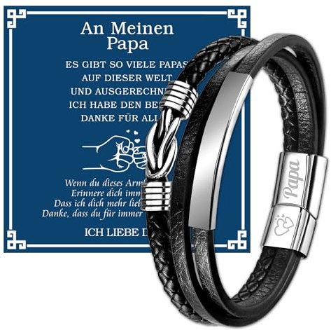 YANSYUN Lederarmband Geschenke für Männer Sohn Armband Papa Armband Herren Lederarmband Mit Gravur Geburtstagsgeschenk Motivationsgeschenk Weihnachtengeschenk