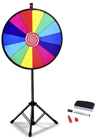 SOARS 24” Glücksrad zum Drehen, Gluecksrad höhenverstellbar, inkl. Whiteboard Marker & Schwamm, Glücksrad zum selbstgestalten, Preisrad für Wortspiele, Neujahr, Party (Höhe: 111-157 cm)