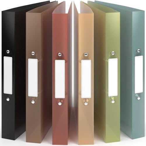 ACROPAQ - 6 x Ringbuch A4 - Mit 2 Ringen, Mit Rückenetiketten, Rückenbreite 3,5 cm, Wasser, Natur Farbkollektion - Ringhefter, Ringordner, Ordner A4 Schmal, Ringmappe A4, Schulordner