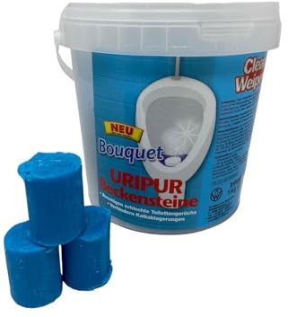 Beckensteine für Urinal, Sanitärsteine, mit angenehmen Bouquet Duft, für WC, Urinal und Pissoir, Lufterfrischer Toilette, mit Entkalker Funktion 1 KG Eimer, Uripur