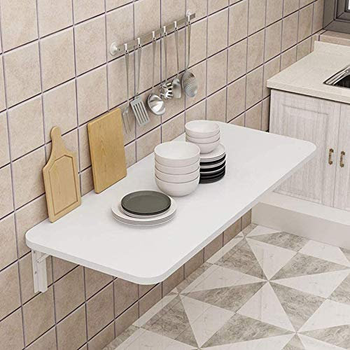 ASerZenith Klapptisch Wandklapptisch Weiß Wandmontage Wandklapptisch Büro/Küche Esszimmer/Mit Einfädelloch/18 Größen,100x40cm