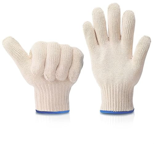 2Pcs Oven Gloves with Fingers, Oven Gloves Heat Resistant, Resistant Hot Surface Handler Heat Resistant Gloves, Double-Layer Non-Slip Reusable Heatproof Glove for Cooking Grilling