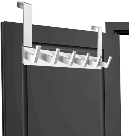 Herbst Türhaken zum Einhängen, Türgarderobe Silber mit 6 Haken, Aluminiumlegierung Kleiderhaken Tür, Türgarderobe zum Einhängen Jackenhalter Garderobenhaken (Silver)
