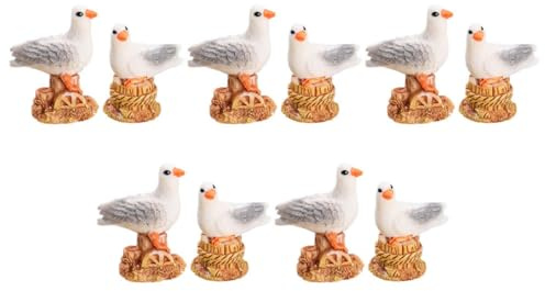 BEBEMOKO 12 Stück Möwe Gartenfigur Tiere Vogel Modell für Haus Garten Dekoration Foto Requisiten Küstenambiente Deko Figur Möwe auf Poller in Holzoptik