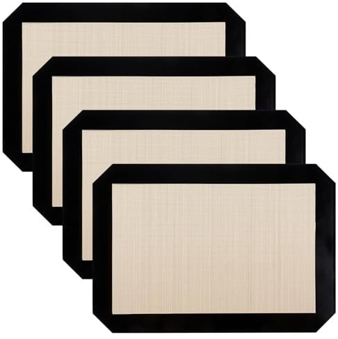 Perforated Baking Mat, Set of 4 Reusable Silicone Mats for Baking, Heat Resistant Non-stick Food Safe Baking Sheet Liner for Cookies, Bread and Pastry, Baking Supplies for Oven