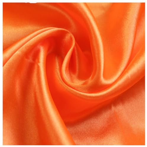 AMateschitz Tissu de doublure en satin au mètre - Tissu en polyester doux - Tissu en coton - À coudre - Couleur unie - 28 couleurs - Pour robes, vestes, manteaux, pantalons, jupes, meubles - Orange -