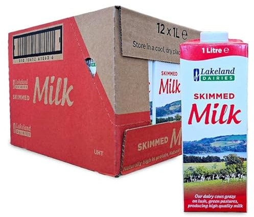 Lakeland Dairies Long Life Skimmed Milk 1L - Pack of 12 Cartons