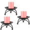 Candle Holders for Pillar Candles, 3 PCS Pillar Candle Holder Metal Round Candle Plates and Trays for Candlelight Dinner, Decorative Small Candle Stand for Table Centerpiece (Black)
