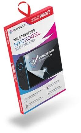 Oniverse Hydrogel Displayschutzfolie kompatibel mit Nintendo Switch 2 – Hochresistenter Schutzfilm gegen Stöße und Kratzer, langlebig und fingerabdruckresistent – Reinigungsset enthalten