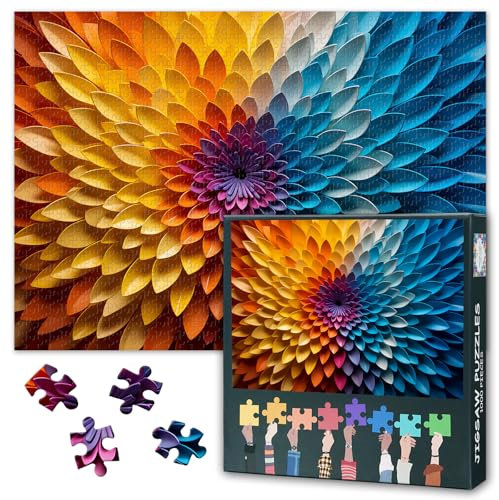 Premium 1000 Piece Jigsaw Puzzle for Adults - Abstract Colorful Petals Artwork Full of Vibrant and Colorful Images for DIY Fun - Difficult and Challenge Large Puzzle Game Toys Gift 27.5 x 19.6