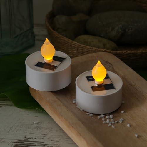 MARELIDA LED Solar Teelicht für Außen Garten Outdoor Solar Kerze Dämmerungssensor (2)