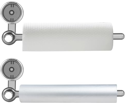 2 Stück Küchenrollenhalter Ohne Bohren mit Starker Saugnapf 29 cm Papierrollenhalter Küche Kunststoff für Papier Plastikfolie Lappen