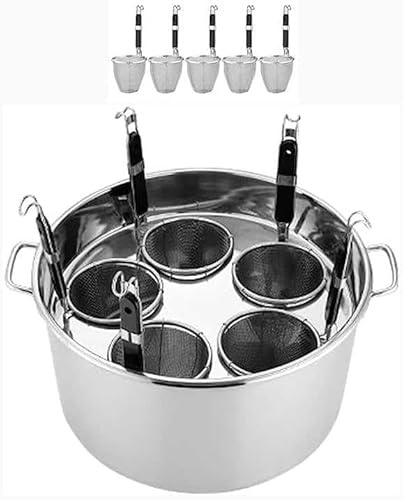 GDBTDL Commercial Pasta Cooker Pot Set,with Stainless Steel Dividers and Strainer Baskets, Multipurpose Noodle Boiler Bucket and Spaghetti Stockpot,for Restaurant or Home Kitchen Cooking