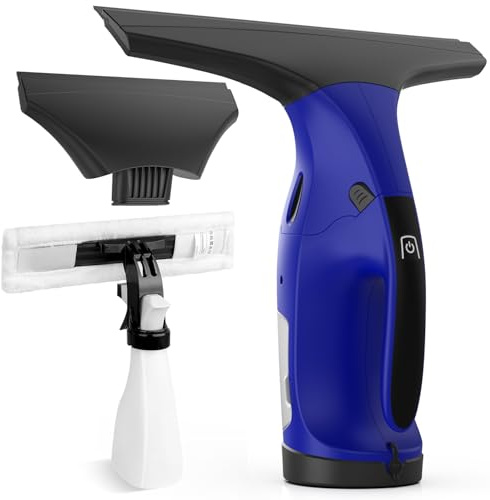 Window Vac Kit, Upgraded Cordless Window Vacuum with 17cm & 28cm Suction Nozzles, Electric Window Cleaner with 40min Runtime and 270ml Water Tank, Suitable for Windows, Mirrors, Bathroom,WC09（BL）