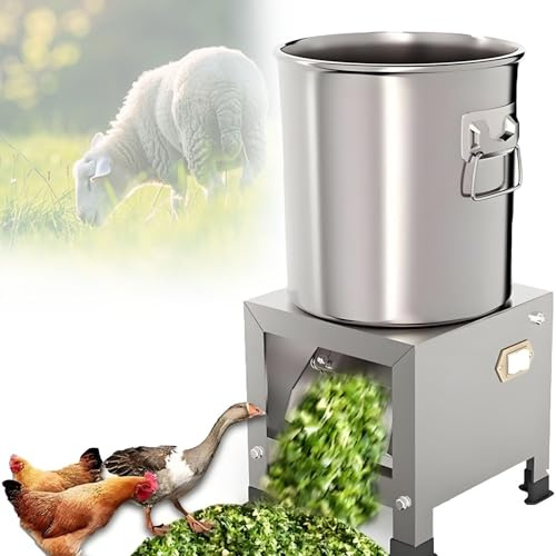 GLBMXDD 1800W Commercial Vegetable Slicer, Heavy Duty Stainless Steel Shredder Cutter Large Feed Port 50–120kg/h Output for Poultry Feed Processing 220V-1000W
