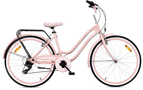 SUN BABY HEART BIKE Stadscykel Dam 26 Tum | 7 växlar, V-bromsar, stålram, pakethållare, stänkskärmar