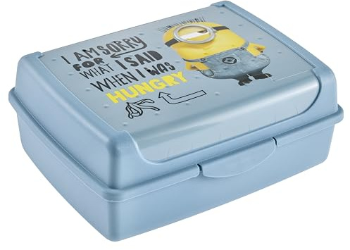 keeeper carla Essensbox, Midi, 1 l, Minions Hungry, Blau | Praktischer und sicherer Clipverschluss, Mühelos mit nur einem Klick öffnen, Zuverlässig verschließen, Lebensmittelecht