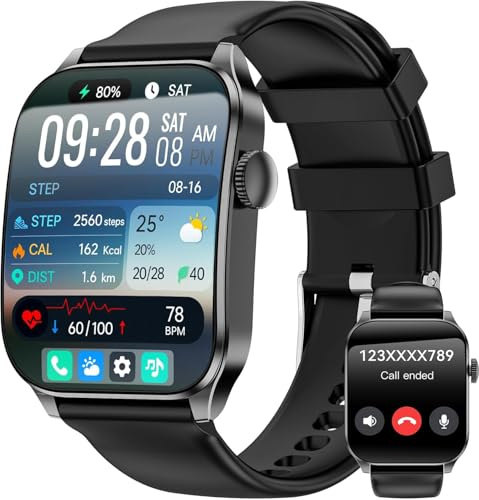 Smartwatch Herren Damen, 1,91 HD-Kurvdisplay Smart Watch mit Bluetooth Anrufen, 100+Sportmodi Fitnessuhr mit Herzfrequenz/Schlafmonitor/Schrittzähler, IP67 Wasserdicht Sportuhr für Android iOS