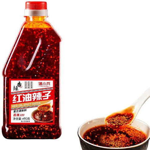 AOIRCE Sichuan Chilli Oil 200g Bottle, Spicy RedOil Sauce, Hot & Numbing Chinese Crisp for Noodles, Dumplings, Rice, Salad, Hot Pot & Asian Cooking