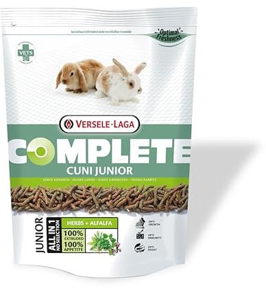 Versele-Laga Complete Cuni Junior | 500 g | Alleinfuttermittel für Kaninchen zwischen 0-8 Monaten| Schmackhafte All-in-one Pellets | Mit Langen Fasern | Von Tierärzten entwickelt