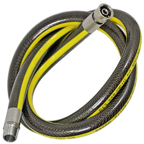 SPARES2GO Universal 'Micropoint' Oven Cooker Gas Supply Hose Pipe (5ft 1/2 inch, Straight Bayonet, BS EN14800 CE)