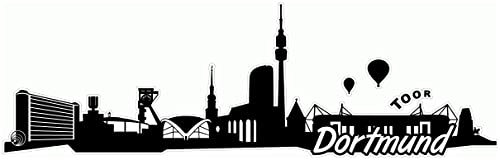 Samunshi® Dortmund Skyline Aufkleber Sticker Autoaufkleber City Gedruckt - 15x4,7cm schwarz
