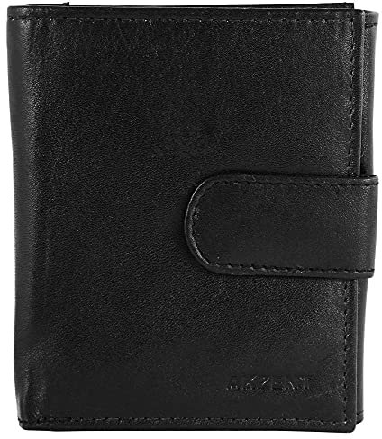 Akzent Unisex-Geldbörse Echt Leder Hohformat 11 x 9 cm 3000311 (schwarz)