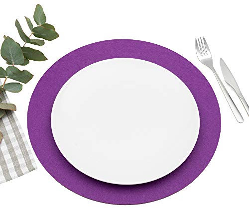 FILU Platzsets aus Filz 4er-Pack Violett rund (Farbe und Form wählbar) 35 cm Durchmesser
